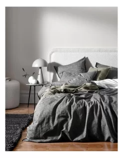 Chambray Fringe Bedlinen Collection In Smoke