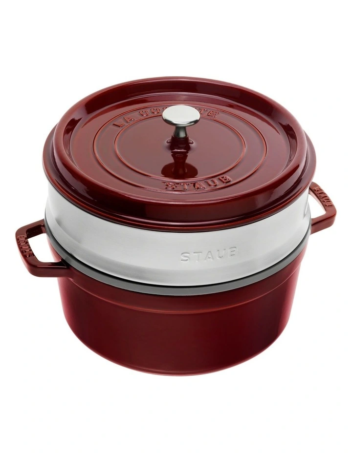 Staub 26cm/5.2L Round Cocotte With Steamer Grenadine 6 Staub 26cm/5.2L Round Cocotte With Steamer Grenadine - Image 4