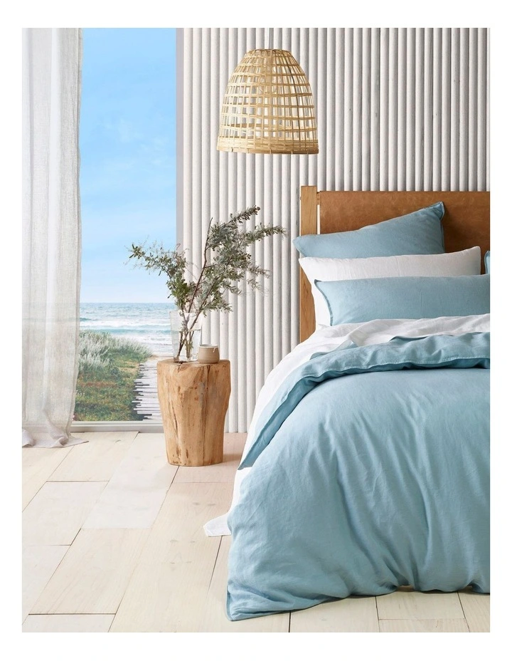 Sandy Cape Washed Belgian Linen Quilt Cover Set Seafoam 3 Sandy Cape Washed Belgian Linen Quilt Cover Set Seafoam