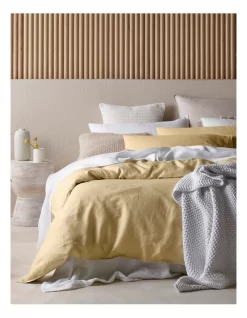 Sandy Cape Linen Quilt Cover Set In Yellow
