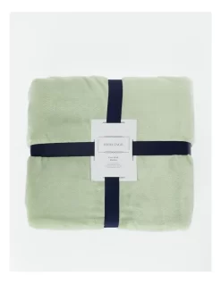 Heritage Faux Mink Blanket In Sage
