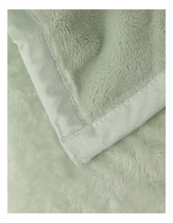 Heritage Faux Mink Blanket In Sage -Household Items Shop 656045110 950037310 3 720x928
