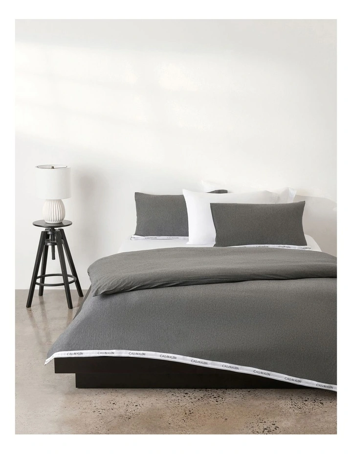 Calvin Klein Classic Modern Cotton Quilt Cover In Charcoal 3 Calvin Klein Classic Modern Cotton Quilt Cover In Charcoal