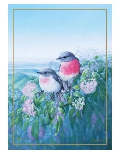 Maxwell & Williams Birds Of Australia KC 10yr Anniversary 50x70cm Tea Towel Rose Robin Print