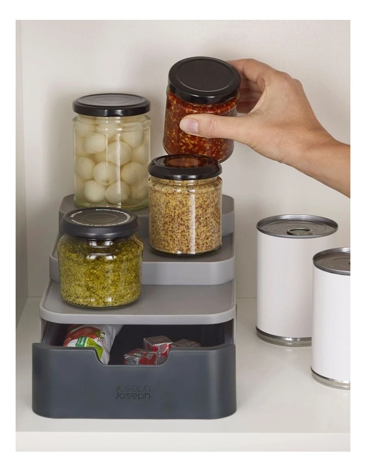 Joseph Joseph Cupboard Store Compact Tiered Organiser Grey 6 Joseph Joseph Cupboard Store Compact Tiered Organiser Grey - Image 4