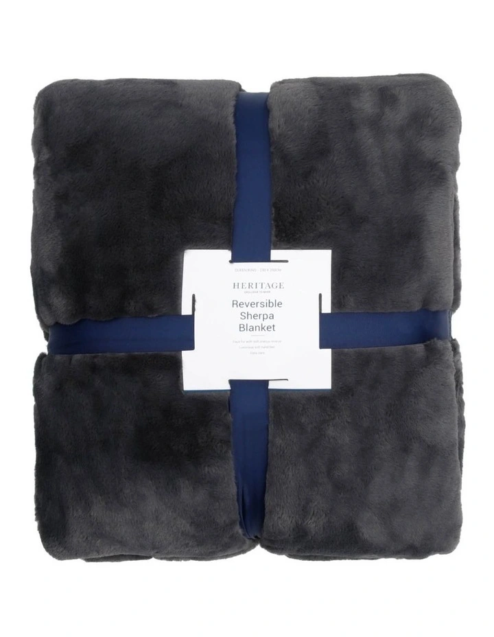 Heritage Reversible Sherpa Blanket Charcoal 3 Heritage Reversible Sherpa Blanket Charcoal