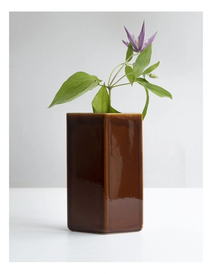 Iittala Ruutu 18cm Glass Vase Brown 4 Iittala Ruutu 18cm Glass Vase Brown - Image 2