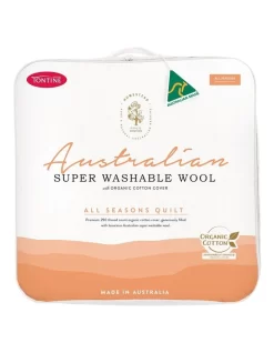 Homestead Australian Super Washable Wool With Organic Cotton Cover All Seasons Quilt