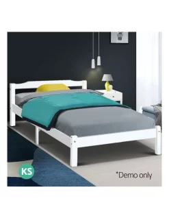 King Single Size Wooden Bed Frame White -Household Items Shop 758130940 3 720x928