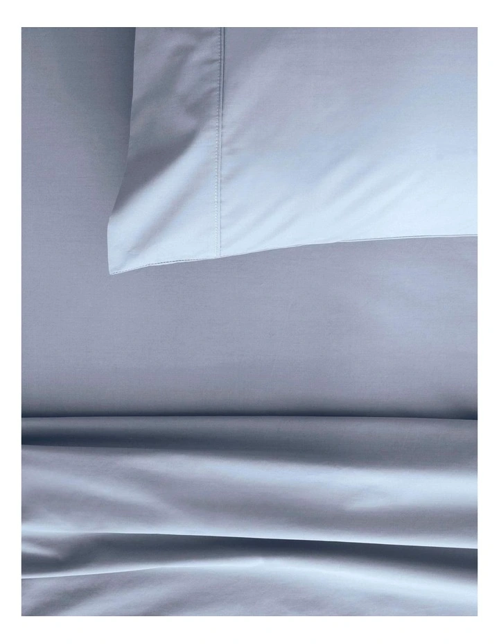 Organic Cotton Percale 300TC Sheet Set In Soft Blue 4 Organic Cotton Percale 300TC Sheet Set In Soft Blue - Image 2