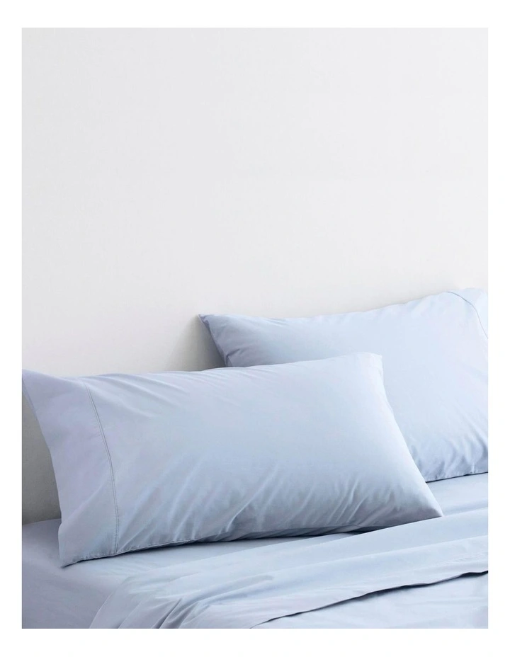 Organic Cotton Percale 300TC Sheet Set In Soft Blue 5 Organic Cotton Percale 300TC Sheet Set In Soft Blue - Image 3
