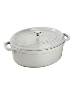 Staub 31cm Oval Cocotte White