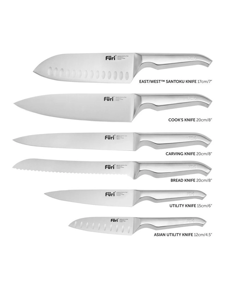 Magnetic Hexagonal 7 Piece Knife Block Set In Natural/Stainless Steel 7 Magnetic Hexagonal 7 Piece Knife Block Set In Natural/Stainless Steel - Image 5