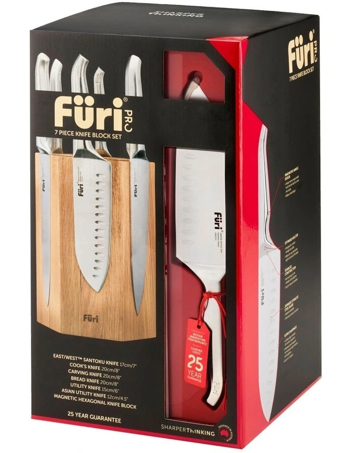 Magnetic Hexagonal 7 Piece Knife Block Set In Natural/Stainless Steel 9 Magnetic Hexagonal 7 Piece Knife Block Set In Natural/Stainless Steel - Image 7