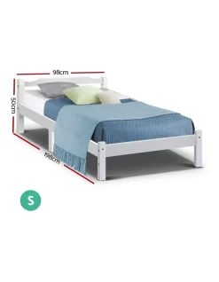 Single Size Wooden Bed Frame Mattress Base Timber Platform White -Household Items Shop 795722680 2 720x928