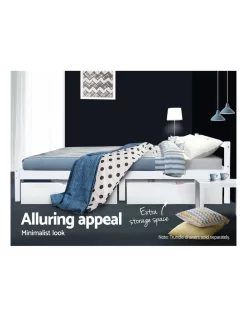 Single Size Wooden Bed Frame Mattress Base Timber Platform White -Household Items Shop 795722680 6 720x928