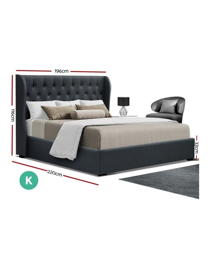 King Size Gas Lift Bed Frame Charcoal 4 King Size Gas Lift Bed Frame Charcoal - Image 2