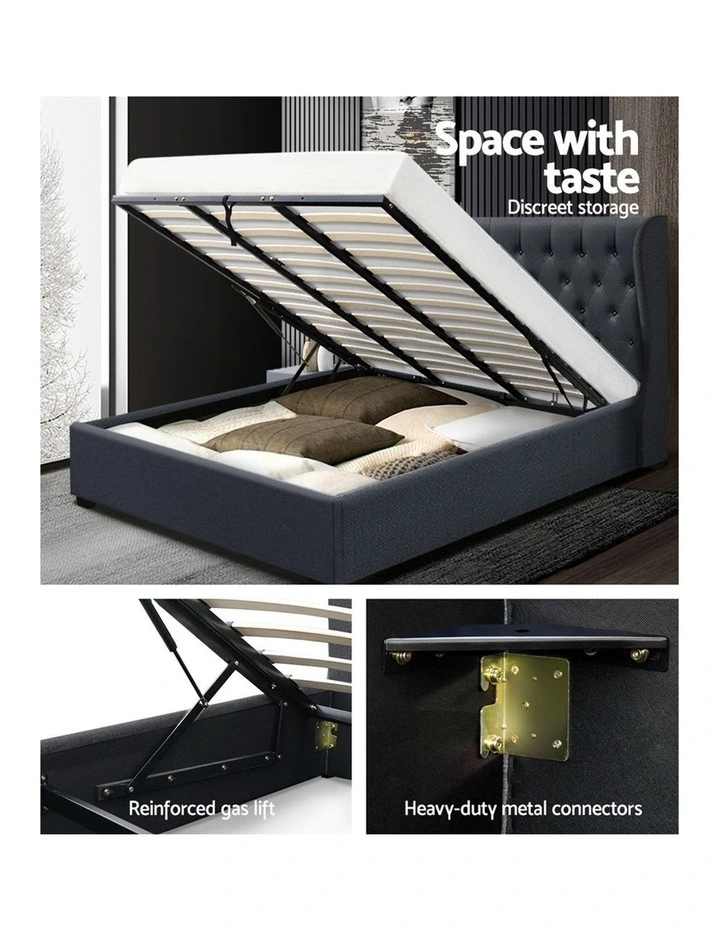 King Size Gas Lift Bed Frame Charcoal 6 King Size Gas Lift Bed Frame Charcoal - Image 4