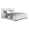 Double Full Size Bed Frame Base Mattress Platform White Leather Wooden NEO