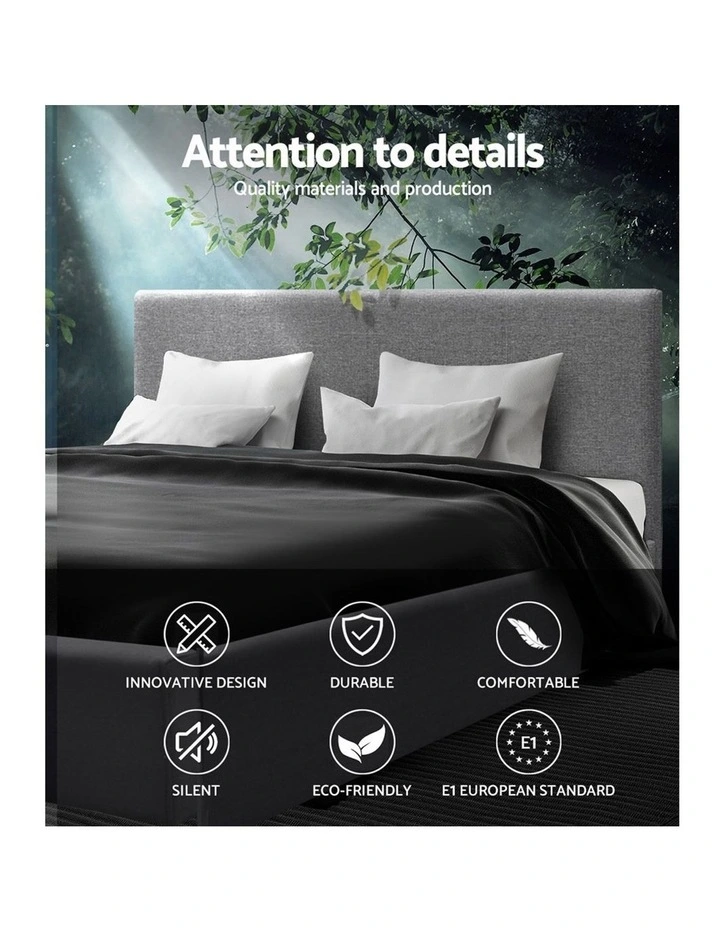 Double Size Bed Frame Gas Lift Linen Fabric Wooden Storage Steel Grey 5 Double Size Bed Frame Gas Lift Linen Fabric Wooden Storage Steel Grey - Image 3