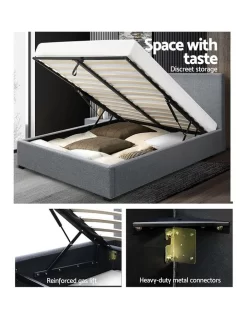 Double Size Bed Frame Gas Lift Linen Fabric Wooden Storage Steel Grey 11 Double Size Bed Frame Gas Lift Linen Fabric Wooden Storage Steel Grey -Household Items Shop 795725650 4 720x928