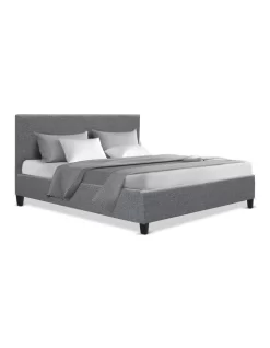 Queen Size Fabric Bed Frame HeadboardGrey
