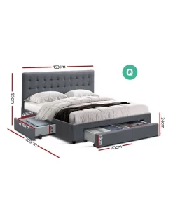 Queen Size Bed Frame Base Mattress With Storage Drawer Fabric -Household Items Shop 795732130 2 720x928