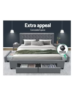 Queen Size Bed Frame Base Mattress With Storage Drawer Fabric -Household Items Shop 795732130 3 720x928