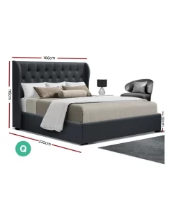 Queen Size Gas Lift Bed Frame Charcoal -Household Items Shop 795732220 2 720x928