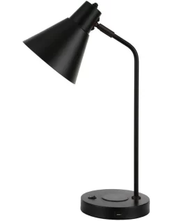 Targa Desk Lamp With USB And Wireless Charging Black