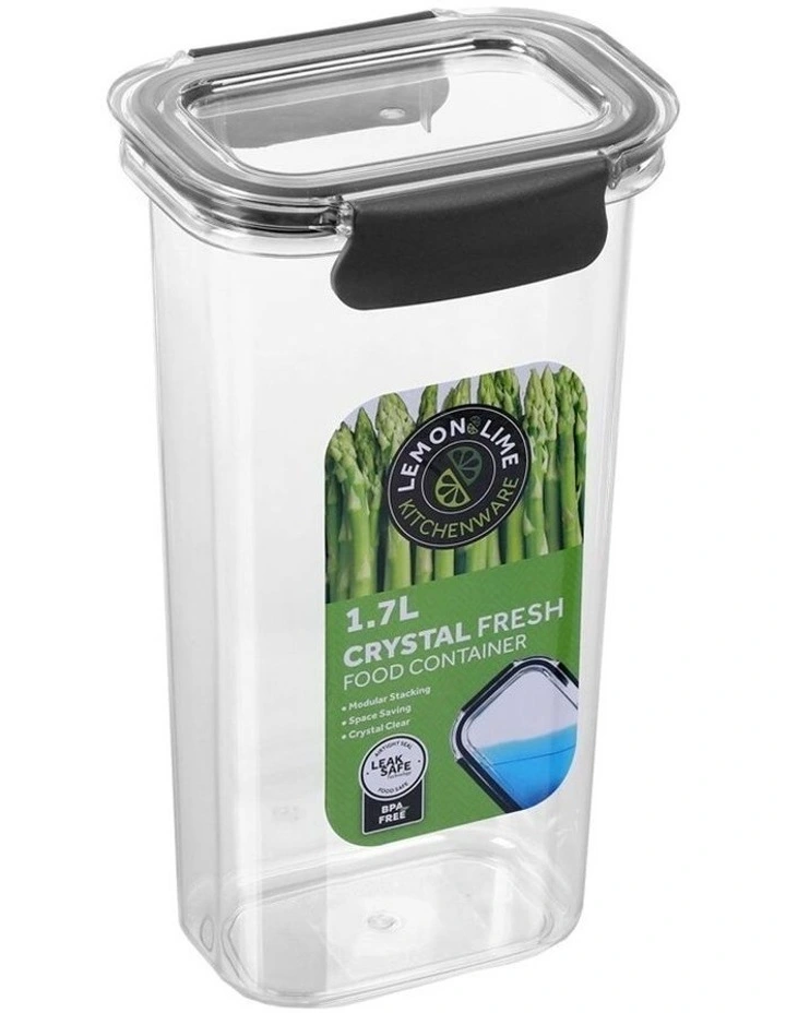 1.7L Crystal Fresh 25cm Plastic Food Container Pantry Storage BK 3 1.7L Crystal Fresh 25cm Plastic Food Container Pantry Storage BK