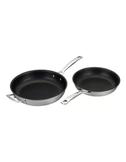 Le Creuset Classic 3-Ply Stainless Steel 2pc Frypan Set 24cm & 28cm