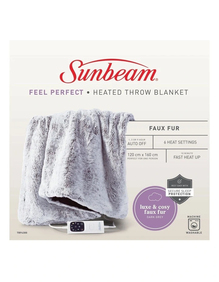 Feel Perfect Faux Fur Heated Throw Blanket In Grey 3 Feel Perfect Faux Fur Heated Throw Blanket In Grey