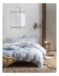Linen House Deluxe Waffle Quilt Cover Set In Soft Blue