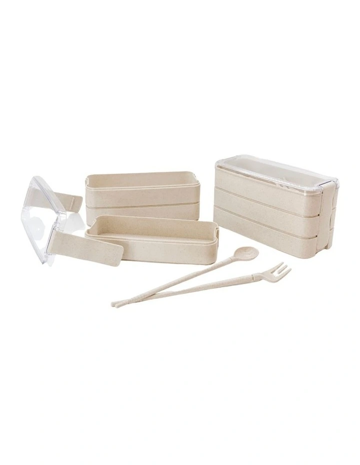 Twin Pack Bento Box 3 Tiered Lunch Box Wheat 3 Twin Pack Bento Box 3 Tiered Lunch Box Wheat