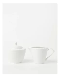 Heritage Scalloped Sugar Bowl & Creamer White