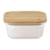 Square Bamboo And Glass Storage Canister With Lid 800mL -Household Items Shop 835121890 1 720x928