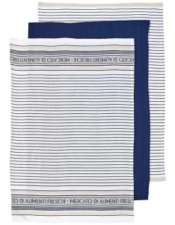 Prof. Series III Stripe Navy 3pk Kitchen Towel