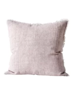 Vintage Linen Fringe Cushion In Dusk