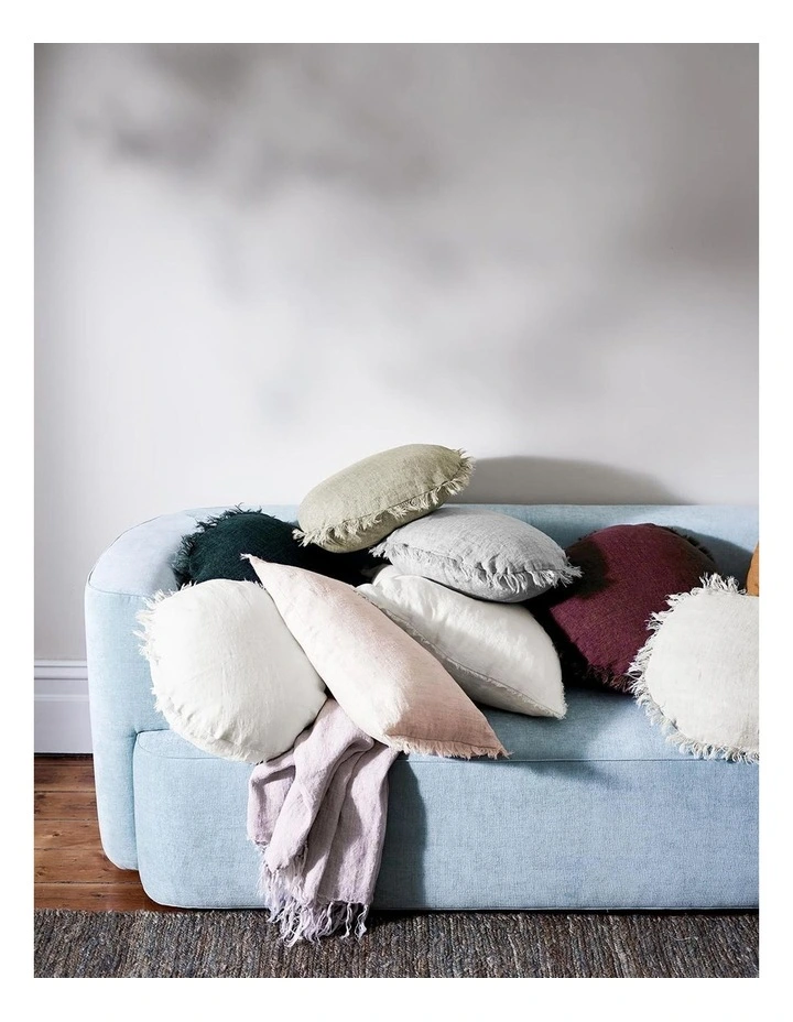 Vintage Linen Fringe Cushion In Dusk 4 Vintage Linen Fringe Cushion In Dusk - Image 2