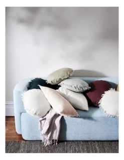 Vintage Linen Fringe 45cm Round Cushion In Sage -Household Items Shop 840238750 3 720x928