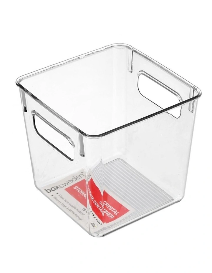 Crystal Plastic Storage Container 15cm Medium Fridge/Pantry Organiser 3 Crystal Plastic Storage Container 15cm Medium Fridge/Pantry Organiser