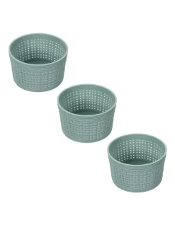 3pc 10cm Round Ivy Weave Home/Kitchen Storage Basket Assorted