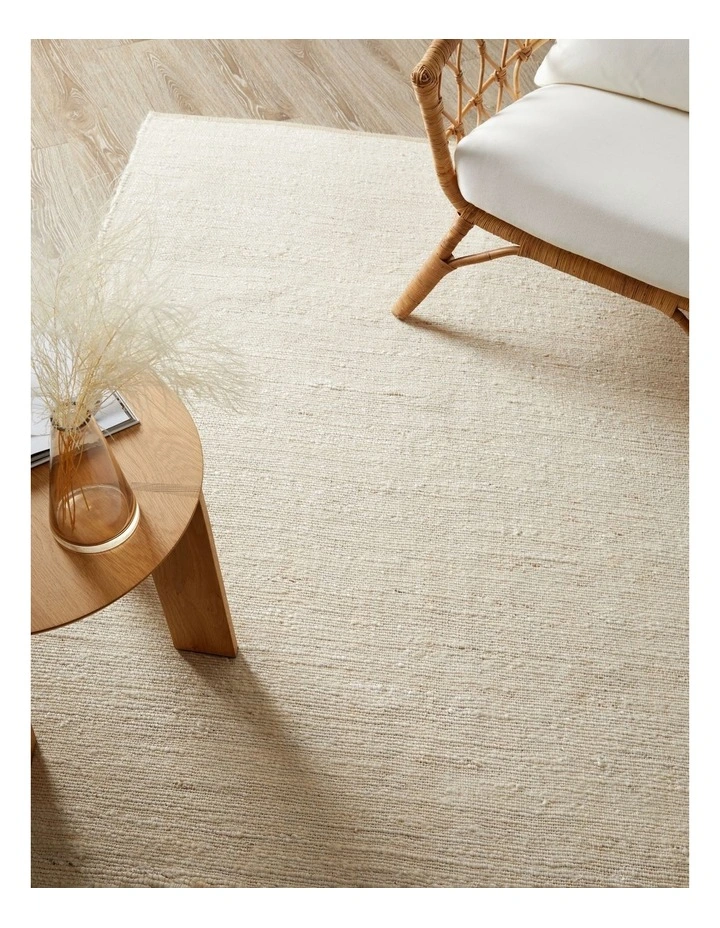 Luna Handwoven Rug Wool Hemp & Cotton 160x230cm Ivory/Grey 4 Luna Handwoven Rug Wool Hemp & Cotton 160x230cm Ivory/Grey - Image 2