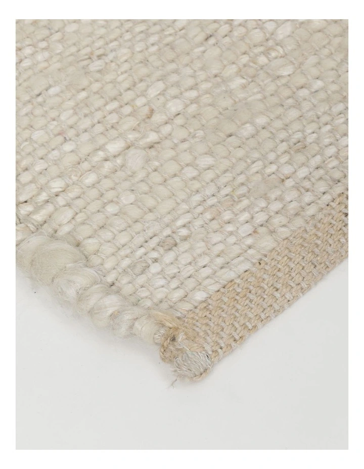 Luna Handwoven Rug Wool Hemp & Cotton 160x230cm Ivory/Grey 5 Luna Handwoven Rug Wool Hemp & Cotton 160x230cm Ivory/Grey - Image 3