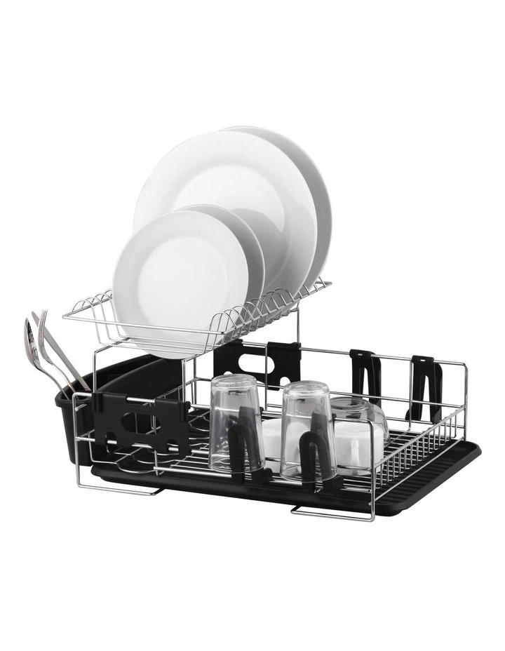 Stainless Steel 2-Tier Dish Rack With Draining Board 3 Stainless Steel 2-Tier Dish Rack With Draining Board