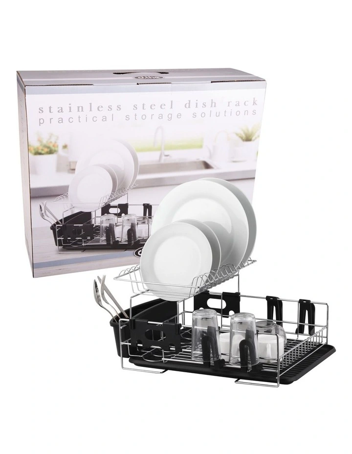 Stainless Steel 2-Tier Dish Rack With Draining Board 5 Stainless Steel 2-Tier Dish Rack With Draining Board - Image 3