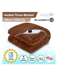 Heated Electric Blanket Throw Rug Coral Warm Fleece Winter Brown -Household Items Shop 855666550 2 720x928