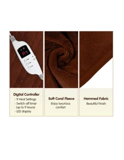 Heated Electric Blanket Throw Rug Coral Warm Fleece Winter Brown -Household Items Shop 855666550 3 720x928