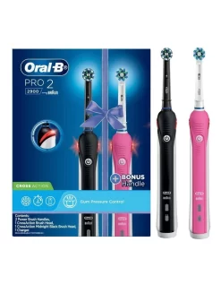 Oral B Pro2 His N Hers Dual Handle Electric Toothbrush Black/Pink 4987176075314